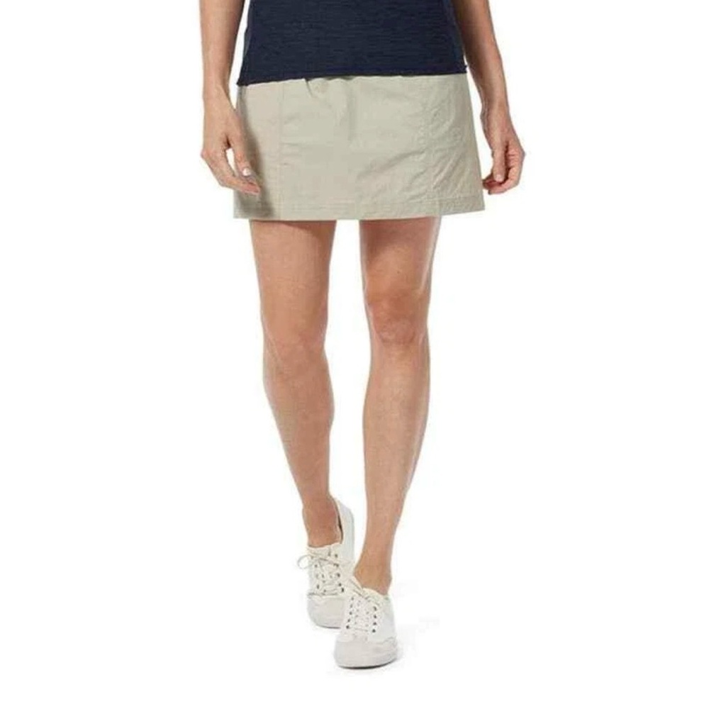 Royal Robbins Tan Khaki Mini Discovery Skort Functional Pockets Casual Size 4